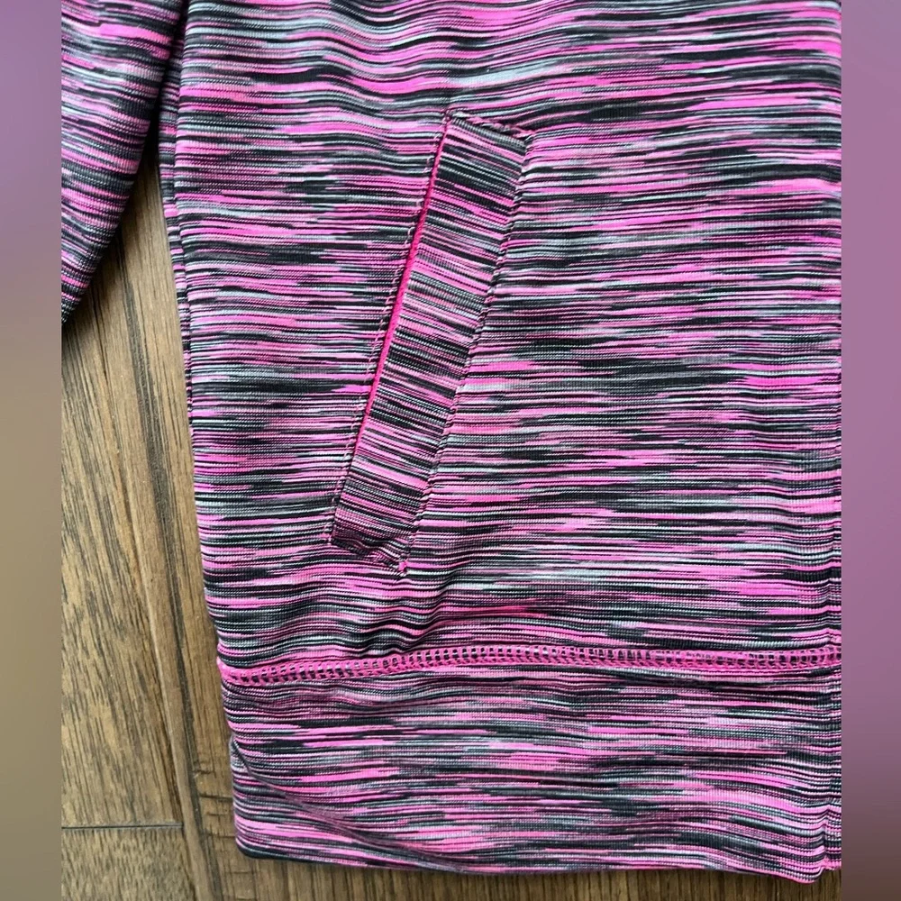 🔥GYMGO  Girls Space Dye Full-Zip Hoodie Pink Black Size S (5-6) Thumbholes 🔥 - Picture 5 of 11